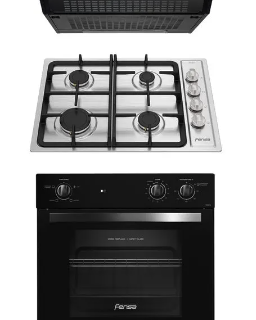 ºKit Campana de Cocina Extractora Fensa 60 cm FX U6160 + Encimera Fensa FCE 4HF T + Horno Empotrable Fensa F 1060N A