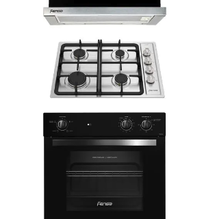 Kit Horno empotrable eléctrico F 1060N A 66L + Encimera a gas FCE 4HF T + Campana de Cocina Extractora FX 6270 Fensa