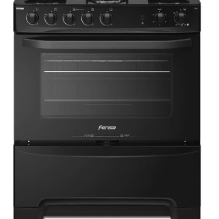 Cocina a Gas 5 Platos Fensa Experience con VaporBake y Cubierta Vidrio F 6000 T Negra